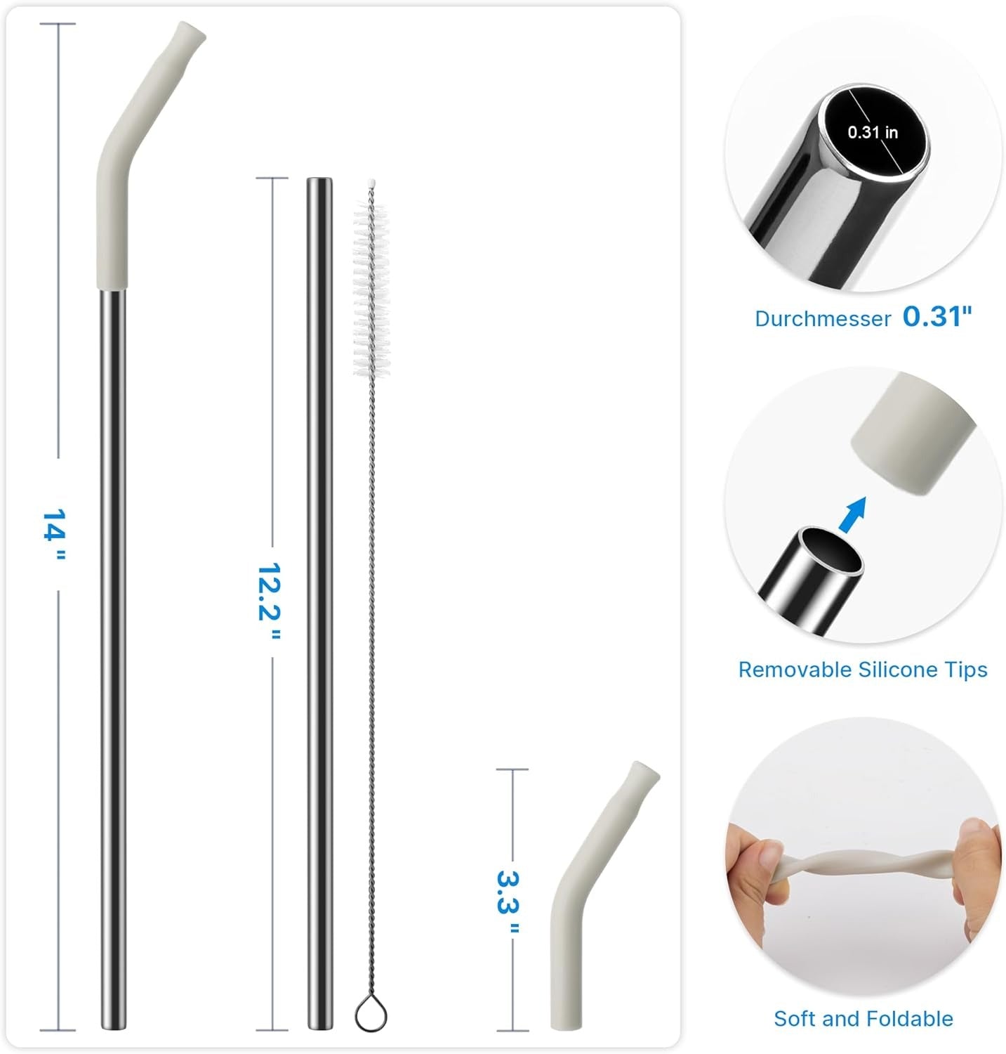Premium Stainless Steel Reusable Drinking Straw | Rust Resistant | Eco-Friendly | Random Color
