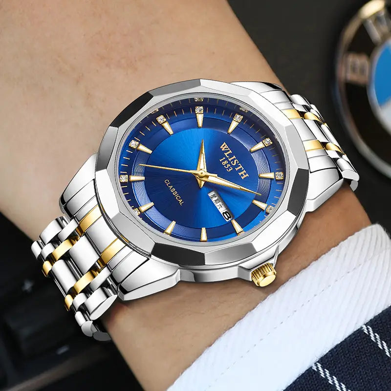 Men's Stainless Steel Quartz Watch with Belt