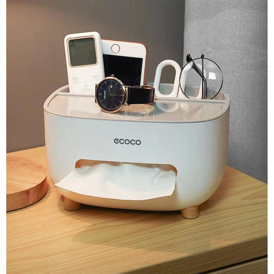 Ecoco Tissue Box With Multifunctional Storage Drawer Creative Desk Organizer For Kitchen Living Room And Office