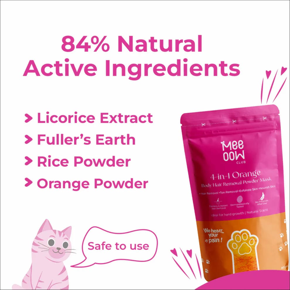 Meeoow Club 10-Minute Painless Body Wax Orange Hair Removal Powder for Women