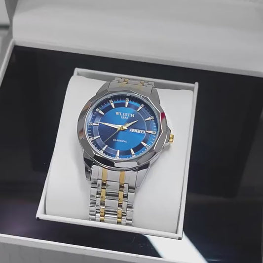 Men's Stainless Steel Quartz Watch with Belt